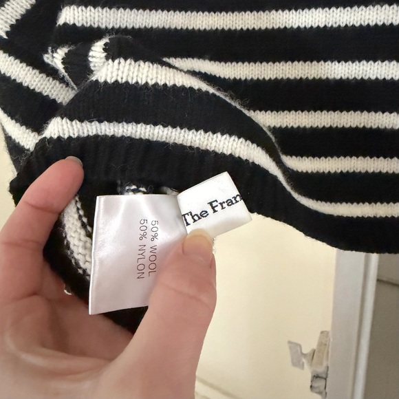 The Frankie Shop Athina Wool Cropped Turtleneck Sweater in Black Stripe Size M/L - Picture 14 of 14